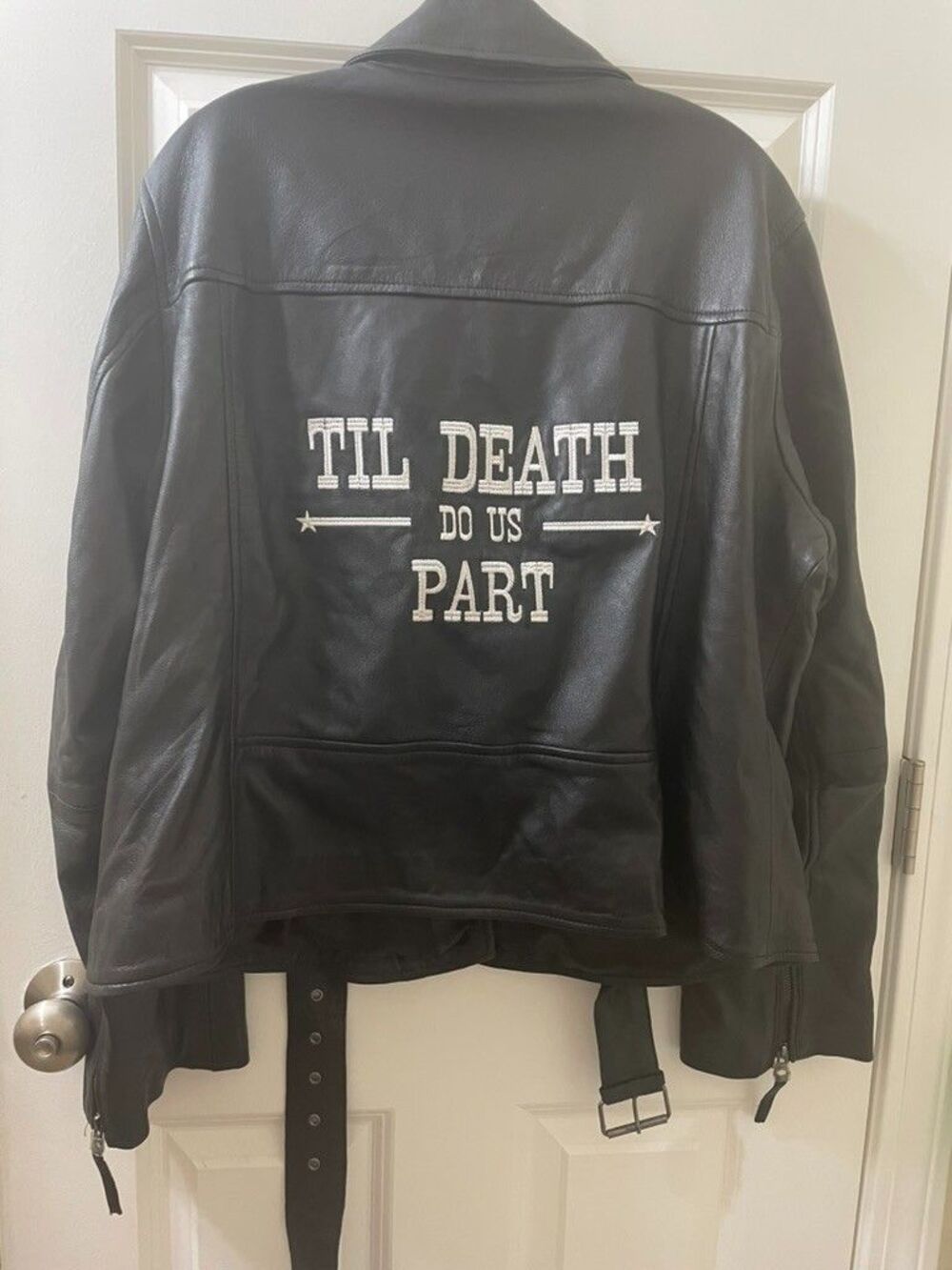 Nasty Gal Bridal Leather Jacket Women Til Death Do Us Part Black Butter Soft L